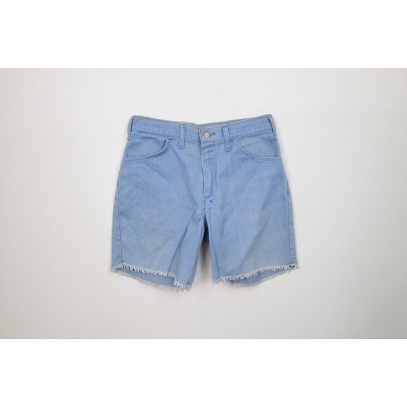 Vtg 70s Streetwear Mens 28 Distressed Frayed Denim Jean Short Shorts Blue USA - Picture 1 of 15